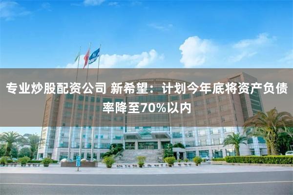 专业炒股配资公司 新希望：计划今年底将资产负债率降至70%以内