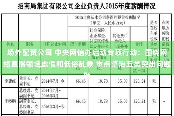 场外配资公司 中央网信办启动专项行动：围绕网络直播领域虚假和低俗乱象 重点整治五类突出问题