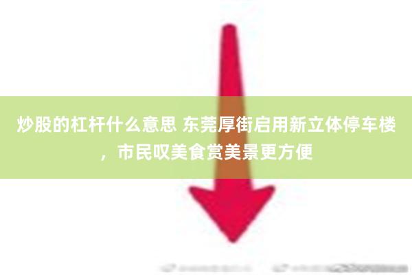 炒股的杠杆什么意思 东莞厚街启用新立体停车楼，市民叹美食赏美景更方便