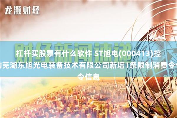 杠杆买股票有什么软件 ST旭电(000413)控股的芜湖东旭光电装备技术有限公司新增1条限制消费令信息