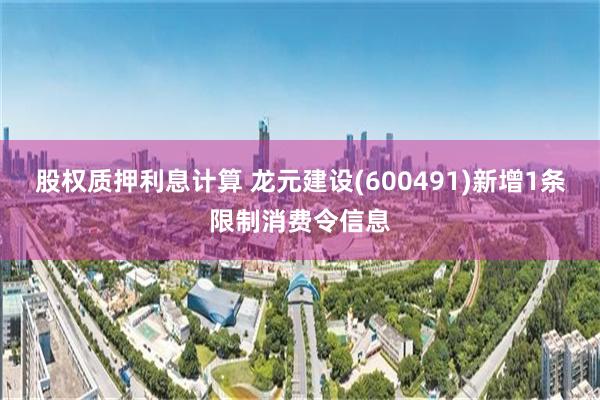 股权质押利息计算 龙元建设(600491)新增1条限制消费令信息