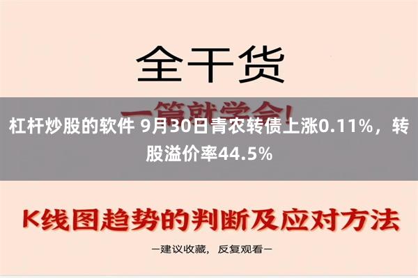 杠杆炒股的软件 9月30日青农转债上涨0.11%，转股溢价率44.5%