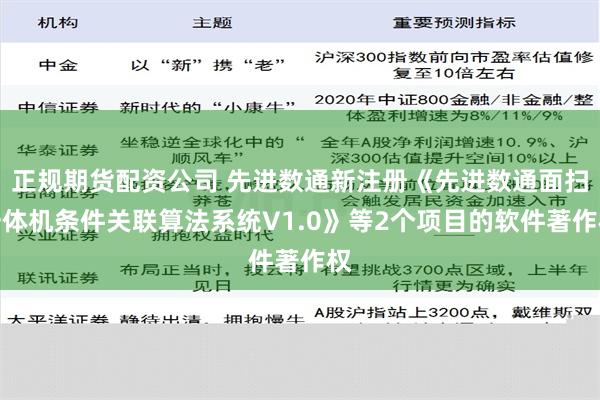 正规期货配资公司 先进数通新注册《先进数通面扫一体机条件关联算法系统V1.0》等2个项目的软件著作权