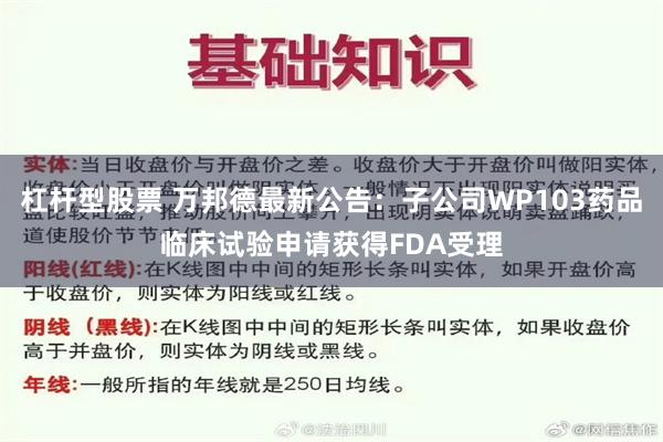 杠杆型股票 万邦德最新公告：子公司WP103药品临床试验申请获得FDA受理