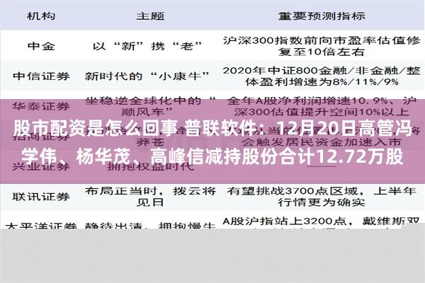 股市配资是怎么回事 普联软件：12月20日高管冯学伟、杨华茂、高峰信减持股份合计12.72万股