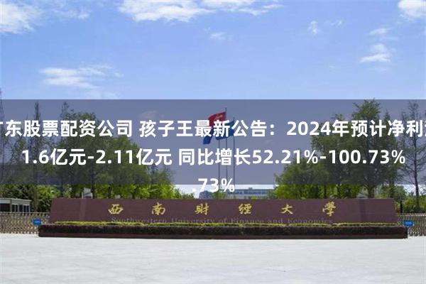 广东股票配资公司 孩子王最新公告：2024年预计净利润1.6亿元-2.11亿元 同比增长52.21%-100.73%