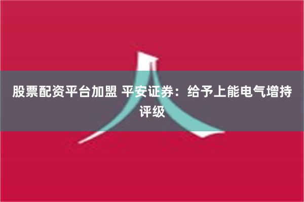 股票配资平台加盟 平安证券：给予上能电气增持评级